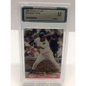 1998 Paramount Red Chicago Cubs Baseball Card #142 Sammy Sosa Graded 9.0